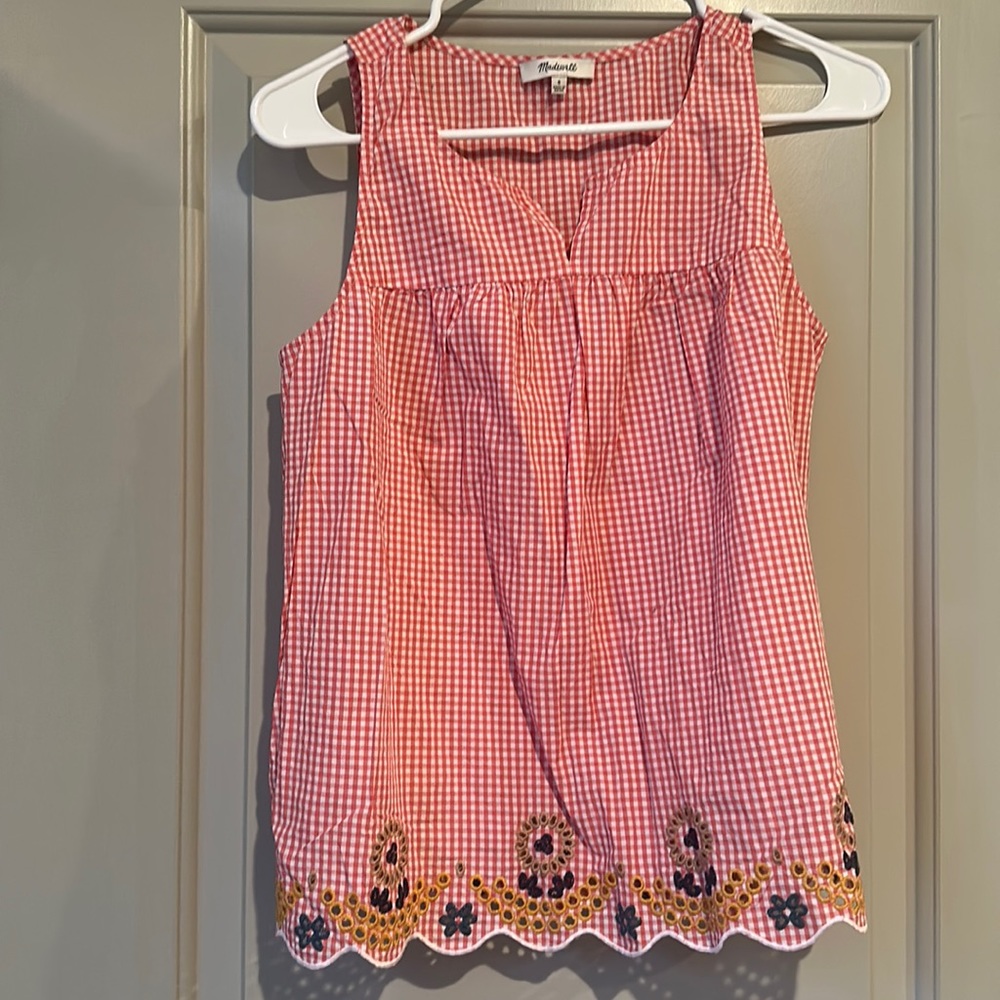 Madewell tank with floral detailing (eyelet pattern)